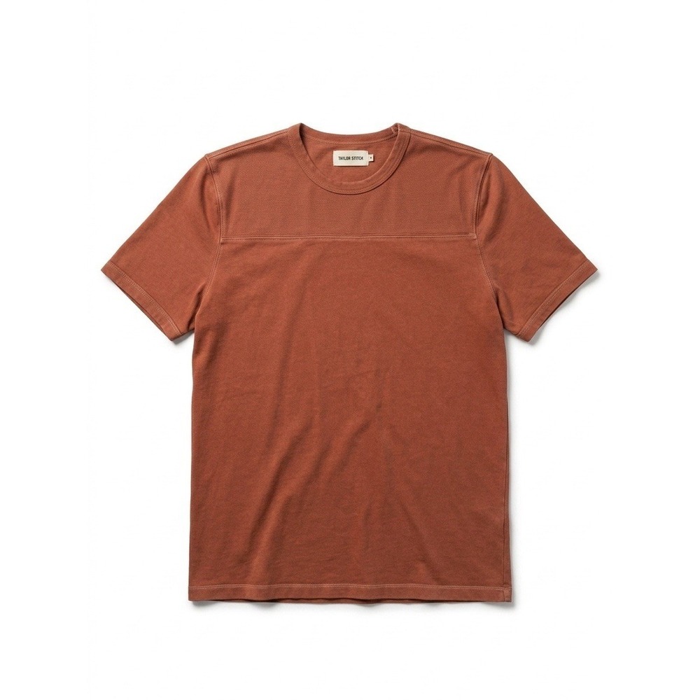 Taylor Stitch T-Shirt Men Dark Peach Sz 38 Raw Heavy 2-Toned Stitch Crew Comfy